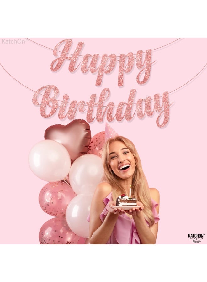 KATCHON Birthday Banner Glitter Pink - 10 Feet, No DIY | Pink Happy Birthday Sign | Happy Birthday Pink Banner for Pink Birthday Decorations - Image 4