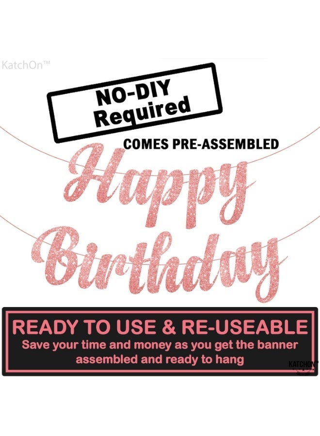 KATCHON Birthday Banner Glitter Pink - 10 Feet, No DIY | Pink Happy Birthday Sign | Happy Birthday Pink Banner for Pink Birthday Decorations - Image 5