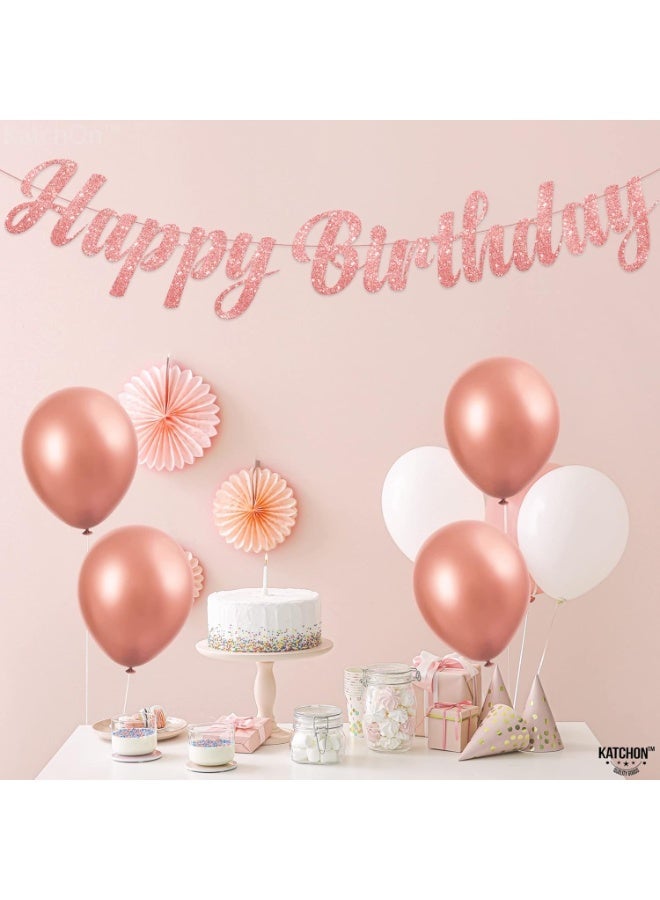KATCHON Birthday Banner Glitter Pink - 10 Feet, No DIY | Pink Happy Birthday Sign | Happy Birthday Pink Banner for Pink Birthday Decorations - Image 2