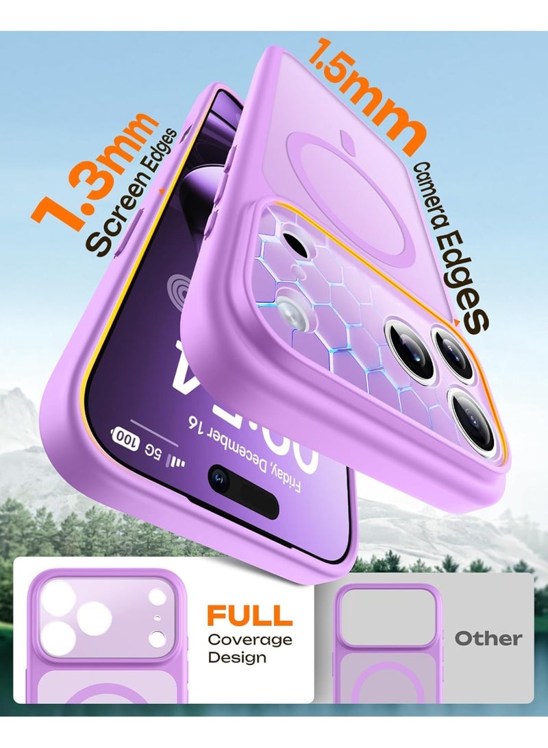 أكاليكس جراب مغناطيسي لهاتف آيفون 17 برو، متوافق مع ماج سيف، غطاء فاخر مطلي بطلاء غير لامع، جراب حماية ناعم من مادة TPU مقاوم للصدمات | بنفسجي فاتح - Image 3