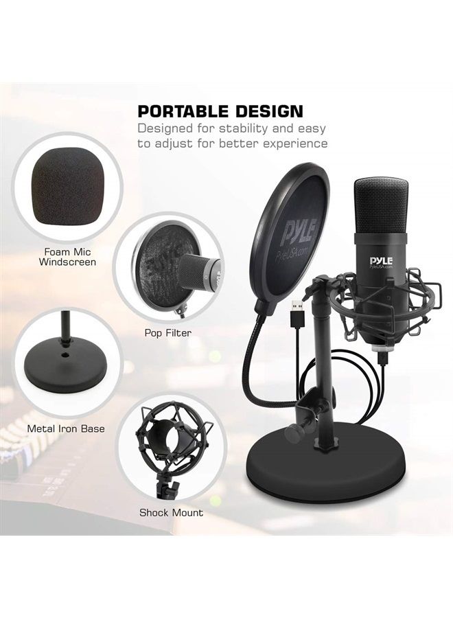 Pyle USB Microphone Kit, Cardioid Condenser Mic with Desktop Stand, Ideal for Gaming, Streaming, Podcasting, Studio, YouTube, Works with Windows, Mac, Linux - PDT100 - Image 3