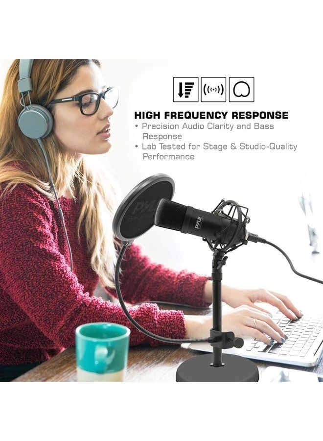 Pyle USB Microphone Kit, Cardioid Condenser Mic with Desktop Stand, Ideal for Gaming, Streaming, Podcasting, Studio, YouTube, Works with Windows, Mac, Linux - PDT100 - Image 4