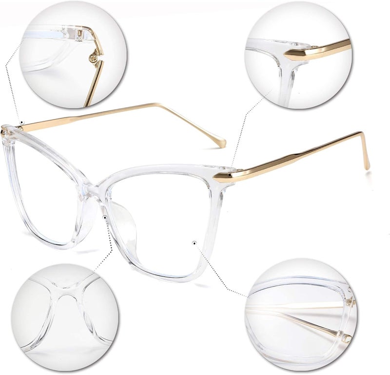 FEISEDY Oversized Cat Eye Glasses Frame Blue Light Blocking Eyewear for Women B2589 - Image 5