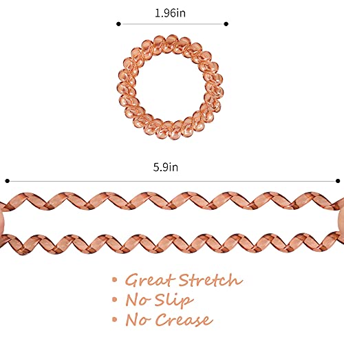79STYLE Spiral Hair Ties 24pcs No Crease Clear Brown Coil Hair Ties Spiral Ponytail Holders Coils Scrunchies Plastic Phone Cord Hair Bands for Women Girls (Neutral Colors-Large Size) - Image 5