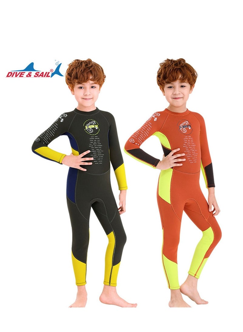 DIVE & SAIL 2Pcs Keep Warm Children Diving Suit Three-layer High Elastic Wetsuit For Boys