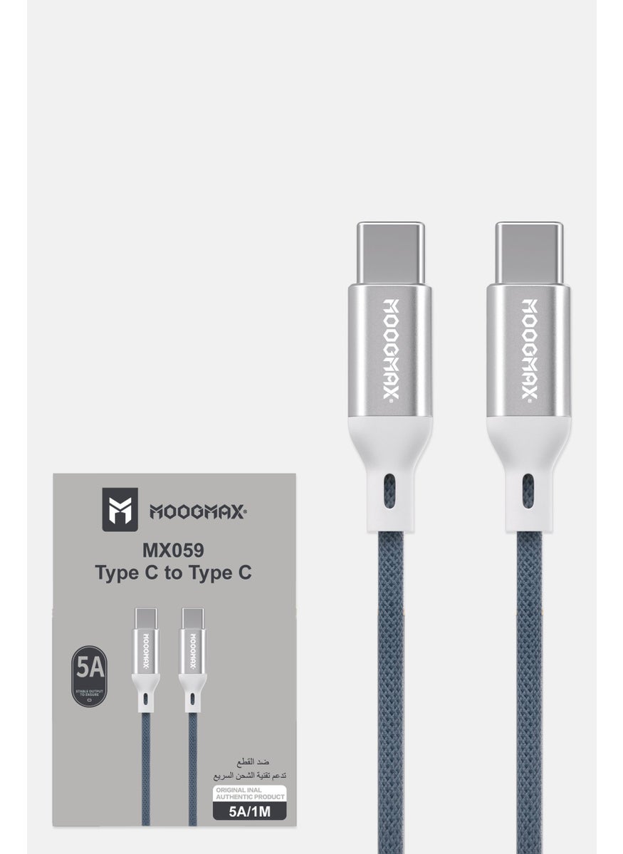 MOOGMAX MX059 - 1M - Type C Fabric Charging Cable, Blue 