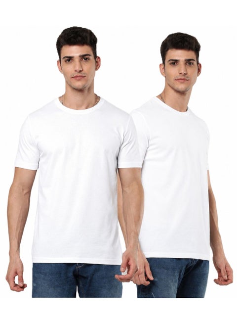 2 Pack Premium Men's T-Shirt 100% Organic Cotton Super Combed Biowash Crew Neck Soft Breathable 180 GSM
