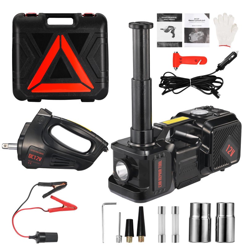 BENYAN Electric Car Jack kit 5 Ton 12V Electric Floor Jack Lift for Vehicle, Electric Hydraulic Jack Auto Repair Tool Set with Built-in Inflator and Impact Wrench for SUV Sedan Truck Tire Change - Image 1