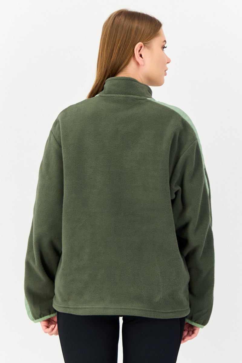 HUF Women Crew Neck Textured Long Sleeves Sweatshirt, Green  - Image 4