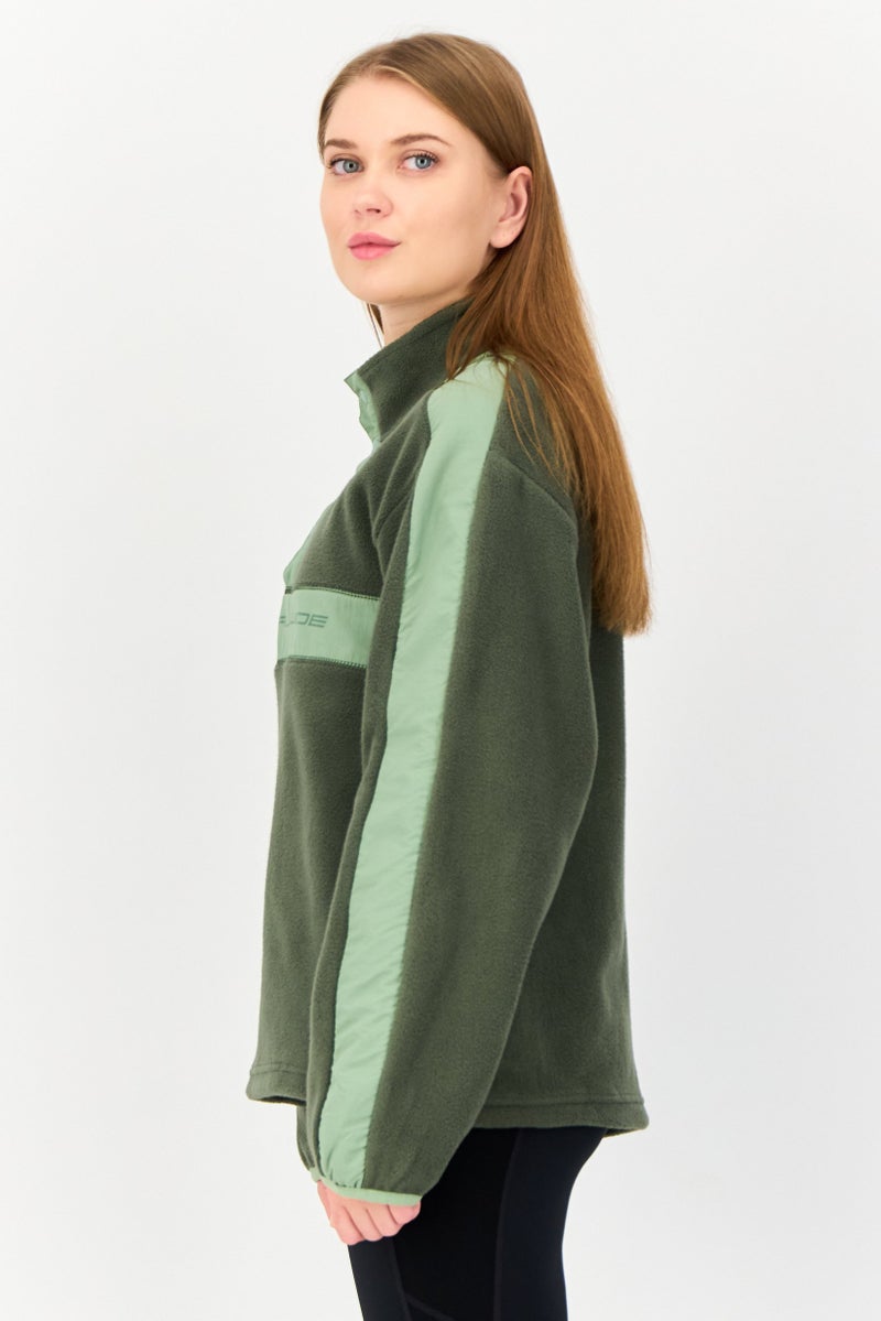 HUF Women Crew Neck Textured Long Sleeves Sweatshirt, Green  - Image 3