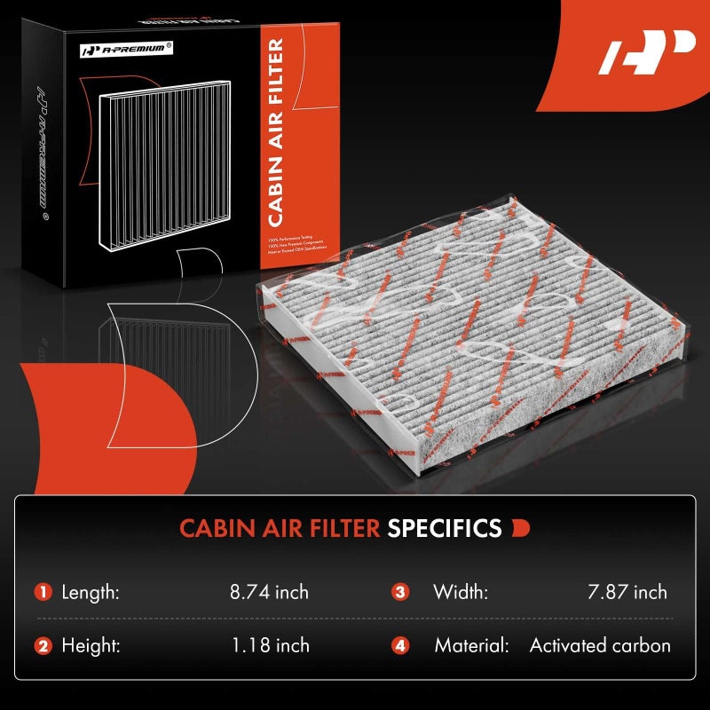 A-Premium 2 Pack Cabin Air Filter with Activated Carbon Compatible with Lexus Models - GS200T, GS350, GS450H, IS200T, IS250, IS300, IS350, IS500, RC200T, RC300, RC350, GS F - Image 2