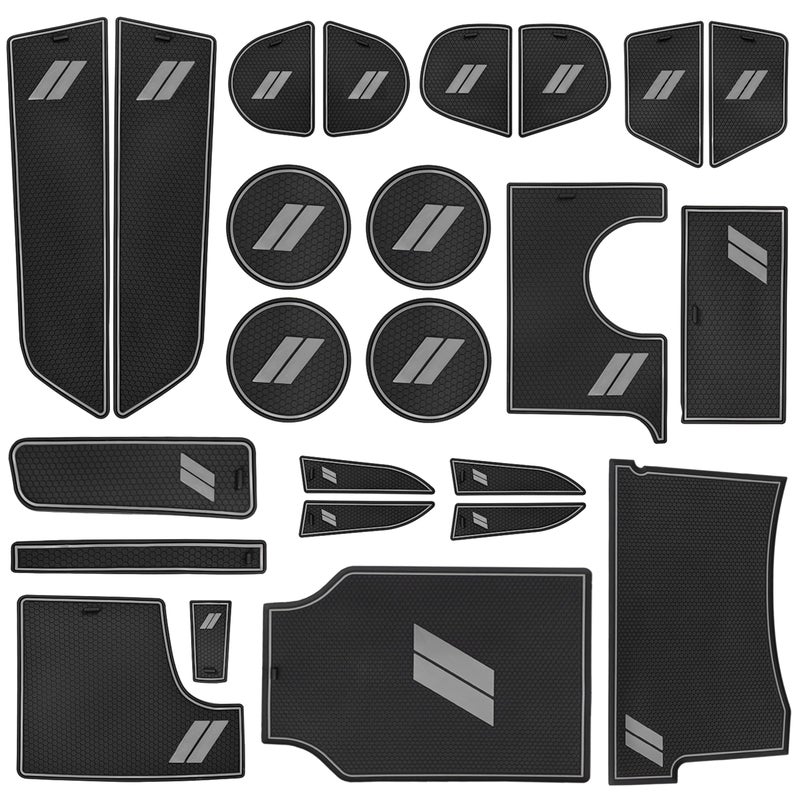 SENSHINE for Dodge Charger Accessories 20152021 2022 2023 NonSlip Anti Dust Cup Holder Insert Center Console Shifter Liner Trim Door Pocket Mats Premium Custom Interior 24PC Set Gray Trim