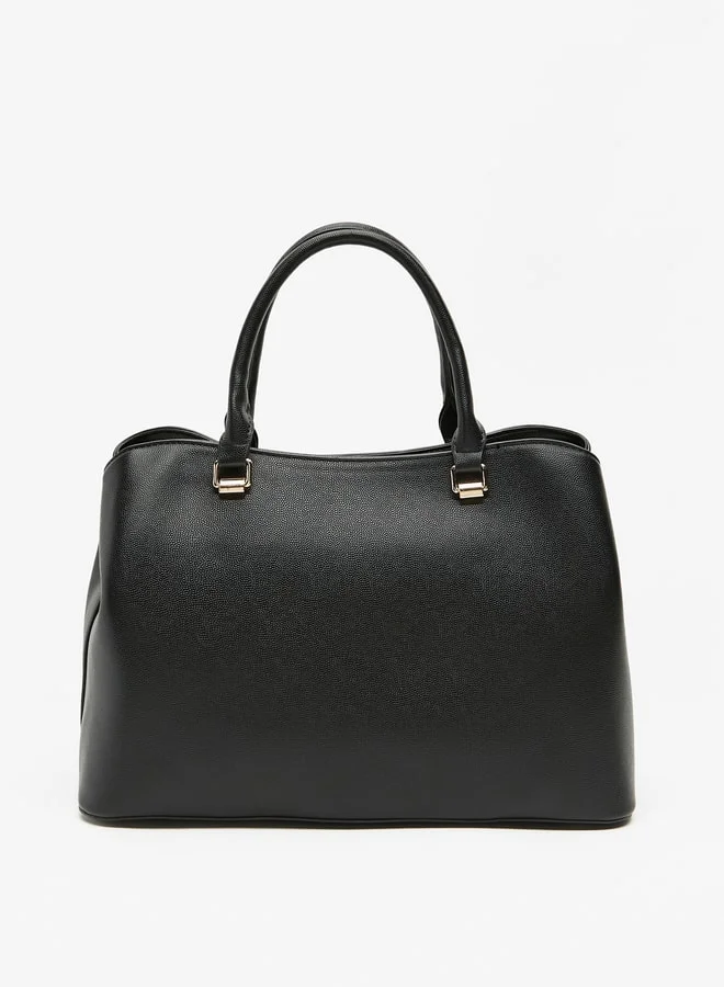 Flora Bella By Shoexpress Solid Tote Bag with Double Handle and Zip Closure
