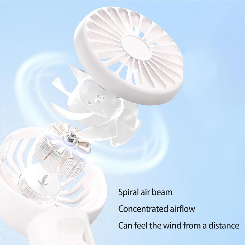 Portable Handheld Personal Misting Fan, 4 Speeds Cooling Water Spray, Rechargeable Adjustable Angle Fan with Lanyard for Kids Woman Man Home Office Indoors Makeup Outdoors Travel Camping (White) - Image 4