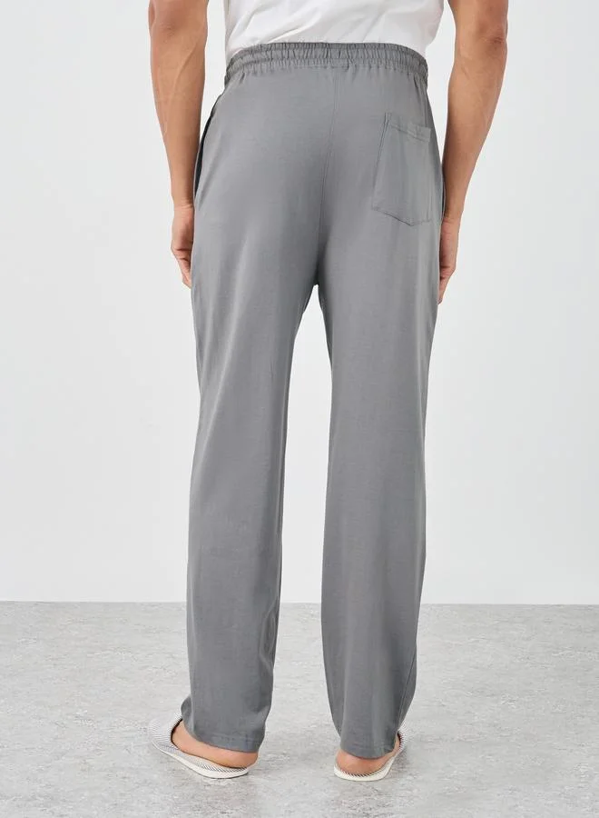 Styli Styli Knitted Open Hem Pyjamas with Logo Print