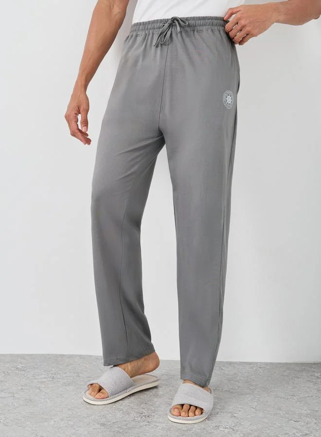 Styli Styli Knitted Open Hem Pyjamas with Logo Print