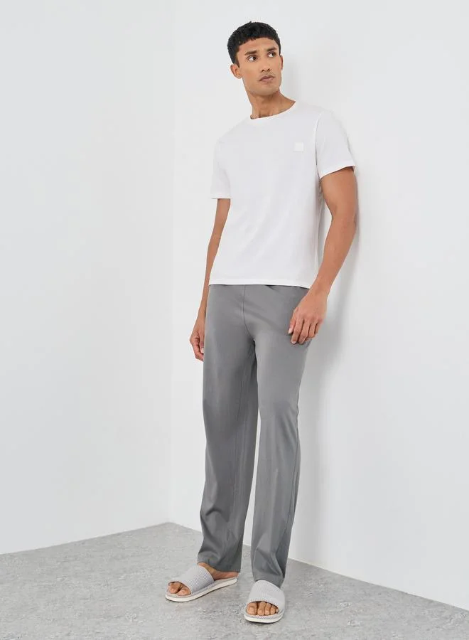 Styli Styli Knitted Open Hem Pyjamas with Logo Print