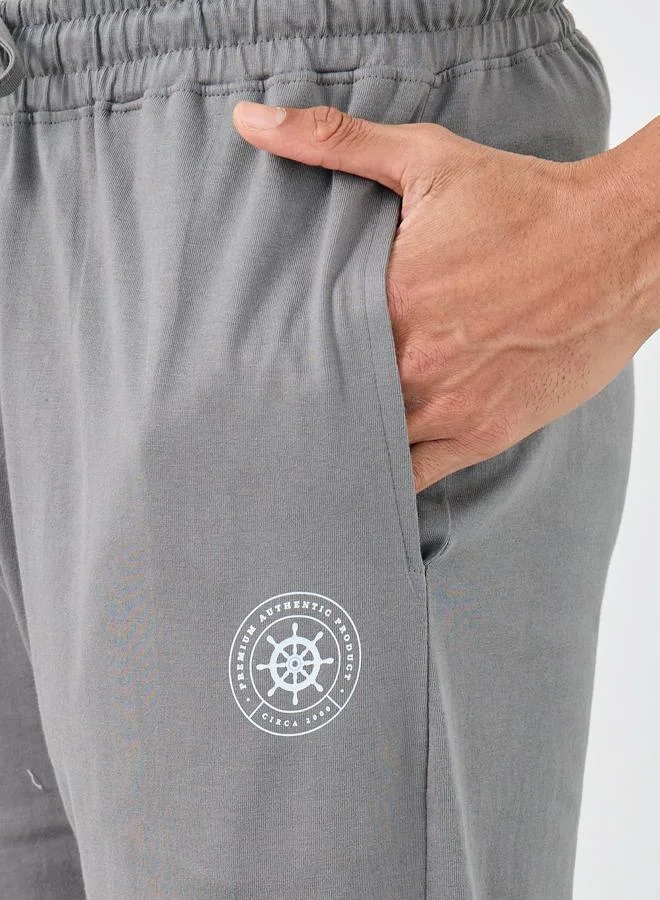 Styli Styli Knitted Open Hem Pyjamas with Logo Print