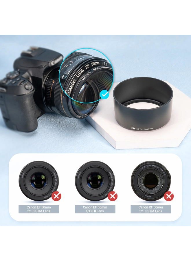 JJC Lens Hood Shade for Canon EF 50mm f/1.4 USM Lens Replaces Canon ES-71II Hood Reverse Attaching -Black - Image 3