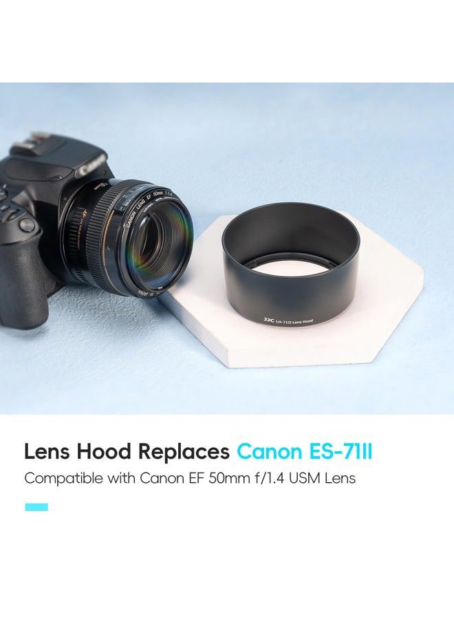 JJC Lens Hood Shade for Canon EF 50mm f/1.4 USM Lens Replaces Canon ES-71II Hood Reverse Attaching -Black - Image 2