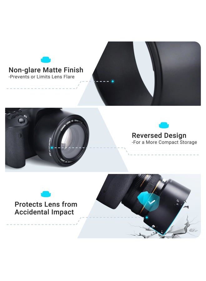 JJC Lens Hood Shade for Canon EF 50mm f/1.4 USM Lens Replaces Canon ES-71II Hood Reverse Attaching -Black - Image 5