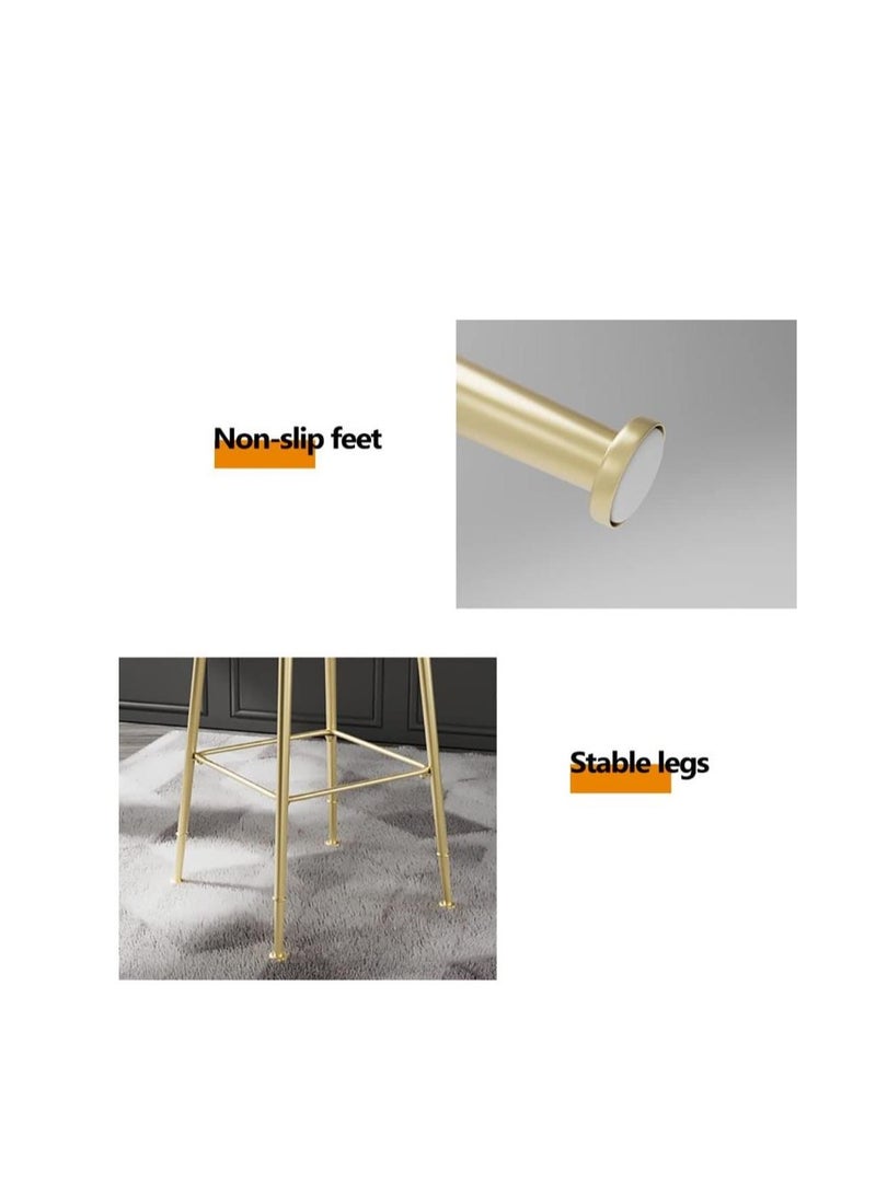 Golden Bar Stool,Chair Stool High Bar Chair,2 Pcs Metal Legs Heavy Duty Barstools with Backs,Flannel Upholstered Counter High Chair for Kitchen, Restaurant,Coffee (Grey-2pcs)  - Image 5