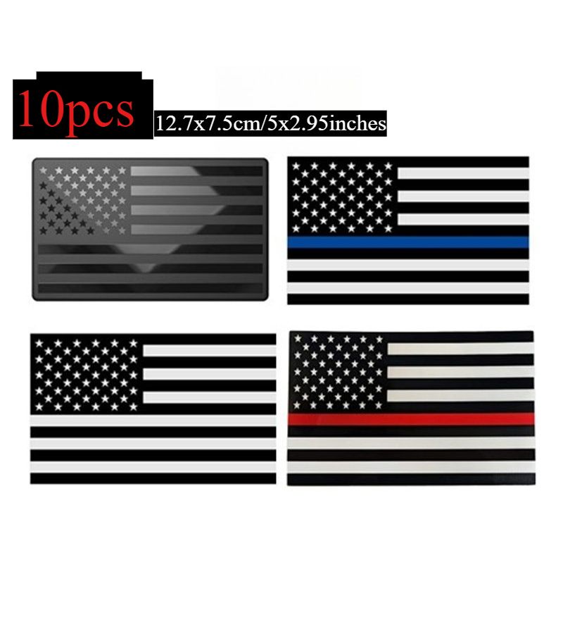 10pcs Aluminum Alloy American Flag Decals For Black Blue Color Car Truck Motorcycle SUV Vehicle Body Decoration - Image 1