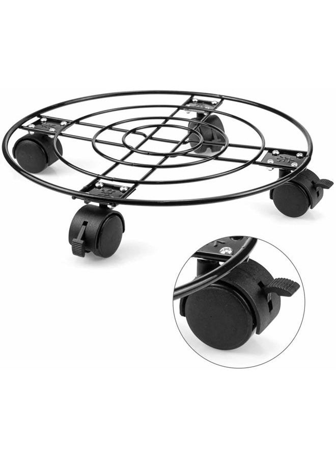 Fasmov 2 Pack 13 Inch Plant Caddy, Heavy Duty Iron Potted Plant Stand with Lockable Caster Wheels, Adjustable Size and 360-Degree Movable Wheels, Black - Image 3