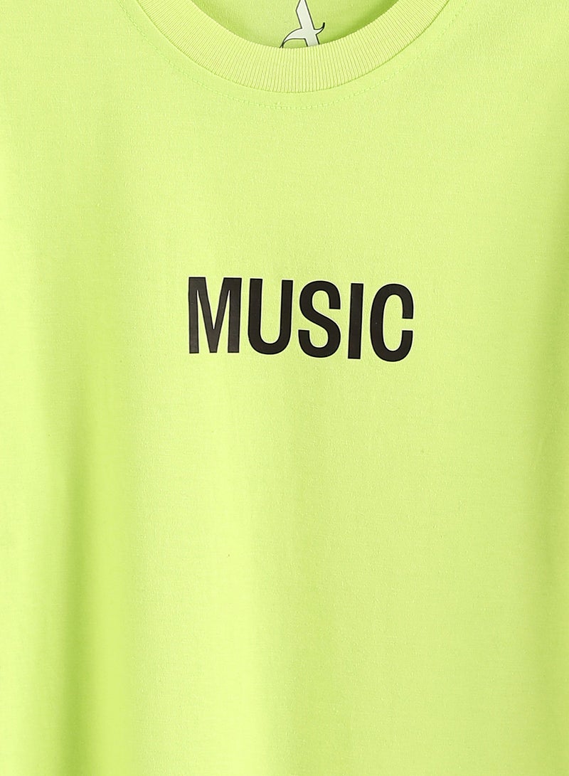 Andora Cotton Printed T-Shirt - Light Green - Image 3