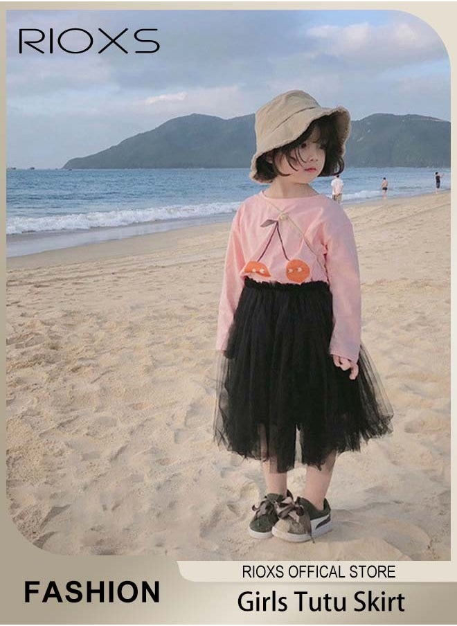 RIOXS - Little Girls Tutu Skirt A-Line Layered Tulle Princess Dresses Dance Wear Clothes For Girls - Image 1