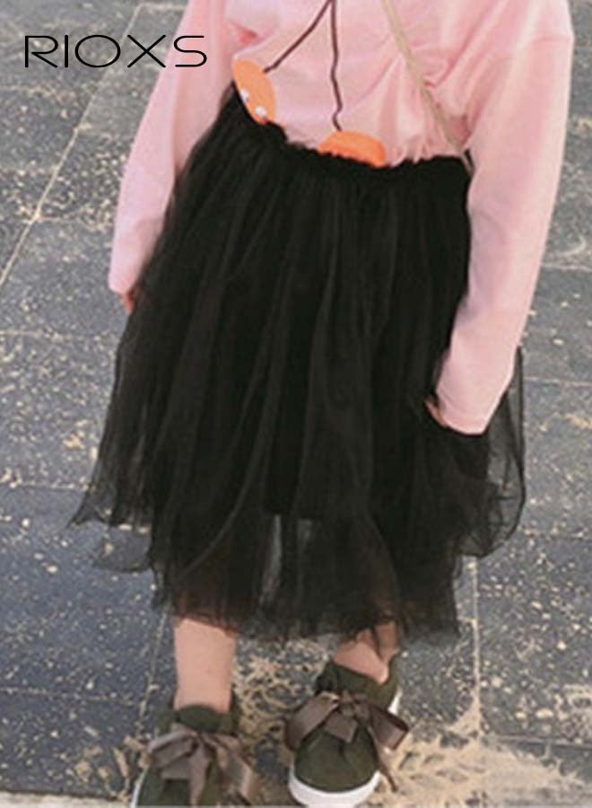 RIOXS Little Girls Tutu Skirt A-Line Layered Tulle Princess Dresses Dance Wear Clothes For Girls, Black Tutu Skirt, Preschool Recital Costume Dress, Petite Girl's Ballet Skirt, Summer Beach Photo Shoot Tutu  - Image 5