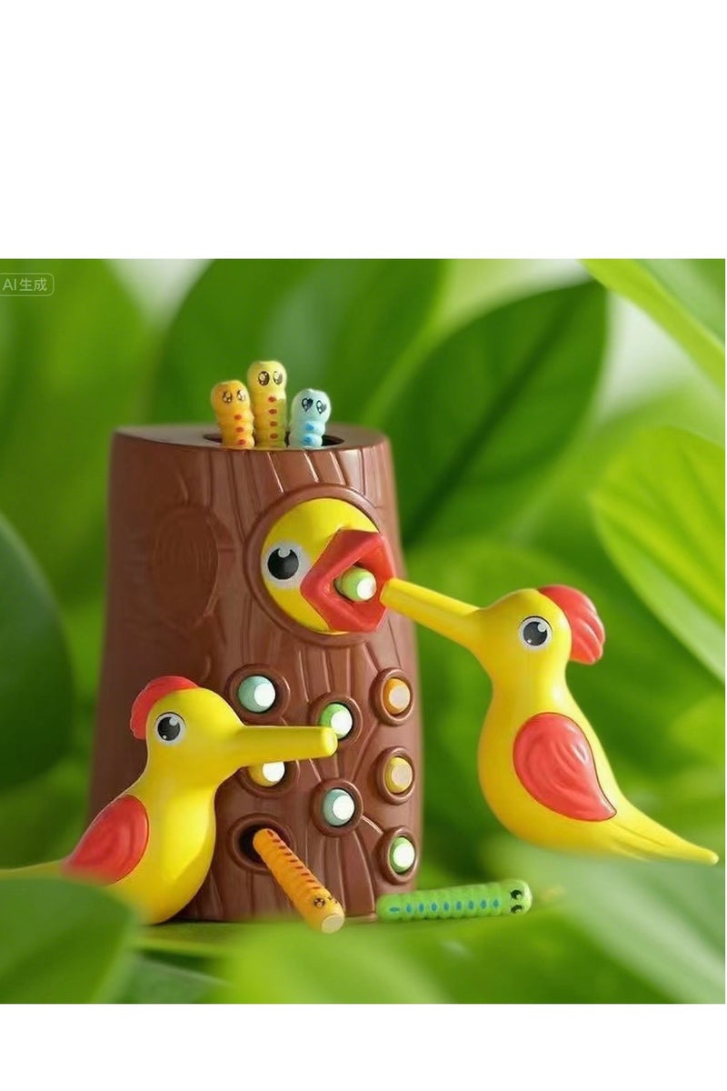 Bird-catching worm and feed worm toys magnetic desktop toys plastic novelty concentration training baby educational toys - Image 1