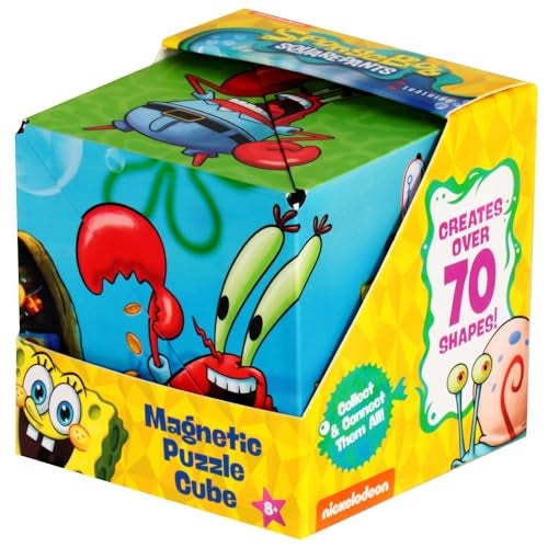 Shashibo Spongebob Squarepants Shape Shifting Box STEM Fidget Toy with Ultra Strong Magnets Sensory Puzzle Cube Transforms Into 100 Shapes Easter Basket Stuffers Gift for Kids Krusty Krab - Image 1
