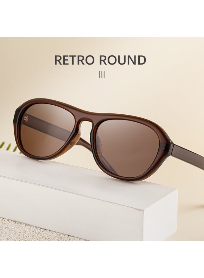 Women's European Style Polarized Sunglasses, Oversized Round TR Frame, UV400 Protection - Image 5