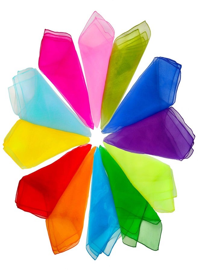 Lolakee Juggling Dance Scarves 12 PCS Upgraded Reinforced Edges Scarves for Kids Play Silk Scarfs for Babies Toddlers Children Movement Music Scarf Magic Tricks Performance Props Accessories 24 Inches - Image 1