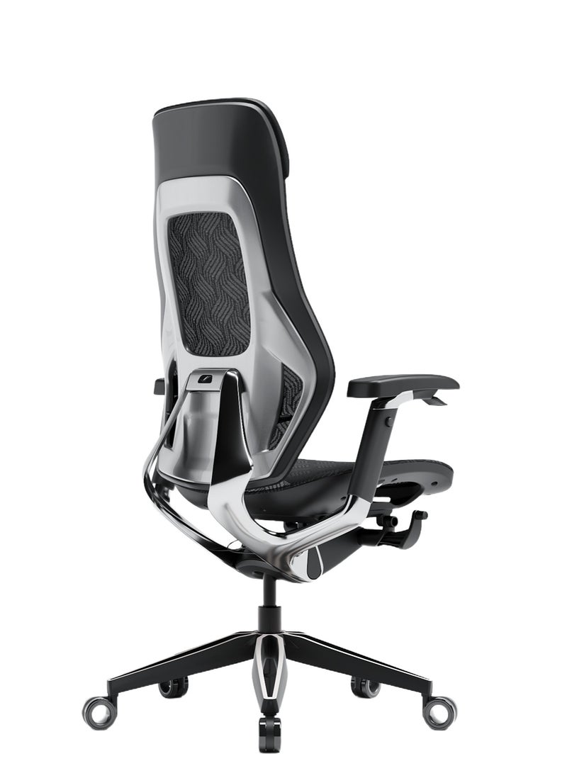 AFTERWORK AFTERWORK GX Black Super Ergonomic Gaming Chair - Genuine Leather, Adjustable Lumbar Support, 5D Paddle Arms, Seat Pan & Backrest Tilt Adjustments - Image 2