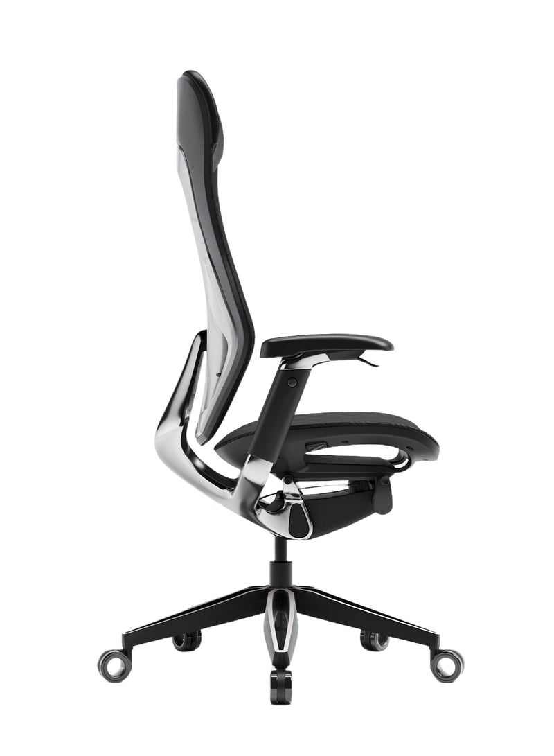 AFTERWORK AFTERWORK GX Black Super Ergonomic Gaming Chair - Genuine Leather, Adjustable Lumbar Support, 5D Paddle Arms, Seat Pan & Backrest Tilt Adjustments - Image 3