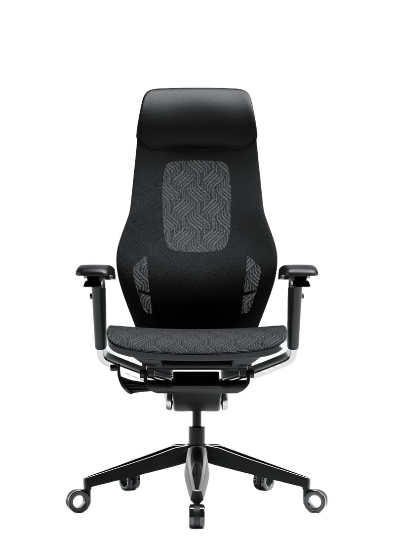 AFTERWORK AFTERWORK GX Black Super Ergonomic Gaming Chair - Genuine Leather, Adjustable Lumbar Support, 5D Paddle Arms, Seat Pan & Backrest Tilt Adjustments - Image 5
