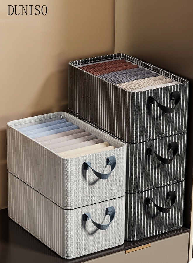 3 pieces wardrobe clothing storage box set, visible linen storage box, foldable wardrobe storage basket with metal frame, sturdy handle, clothes and toy storage box, washable storage box - Image 4