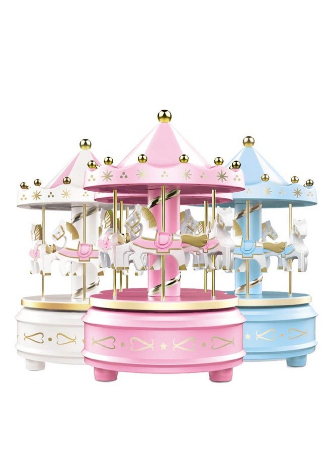 WEofferwhatYOUwant WEofferwhatYOUwant Carousel Music Box, Pink - Cake Topper, Easy Twist, 4 Horse Classic Decor - Melody Beethoven's Fur Elise. Fall Asleep to Music Lights.  - Image 5