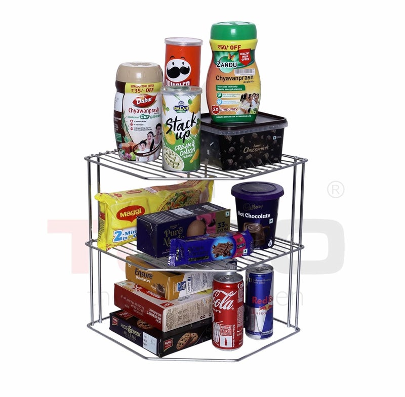 TORO Stainless Steel Multipurpose use 3Tier Kitchen Corner RackStorage ShelfDish RackStorage Rack for KitchenCorner Stand for Kitchen Corner Silver - Image 5