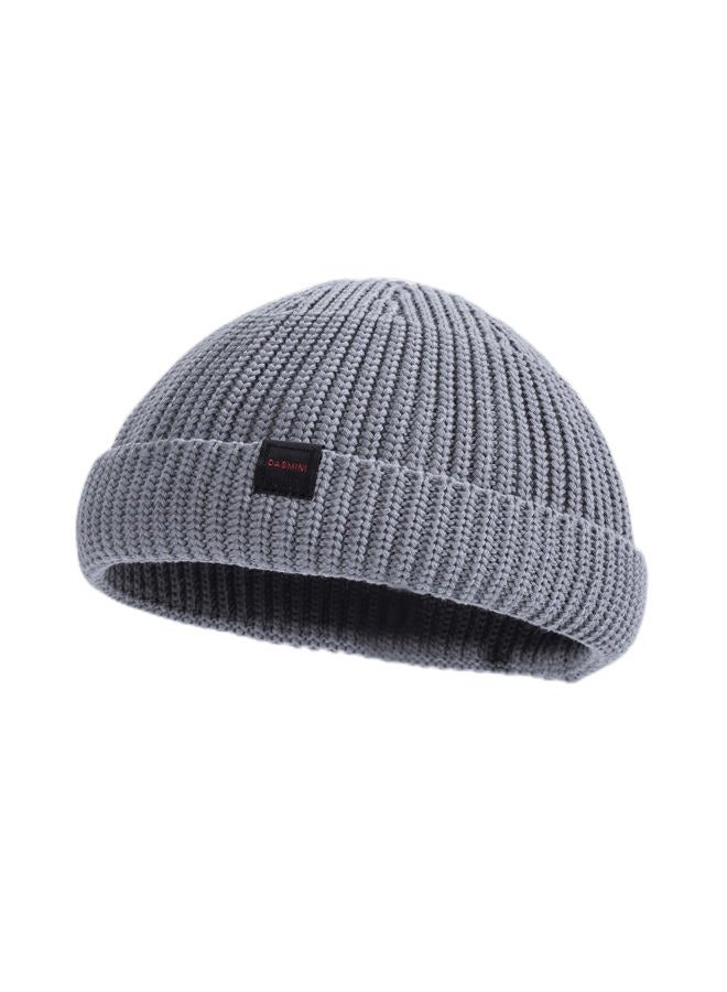DASMINI Fisherman Beanie Hats for Men Women,Knit Trawler Rollup Edge Skull Cap,Watch Cap,Docker Beanie Spring Fall Short Mini Hats (Grey, Size M) - Image 1