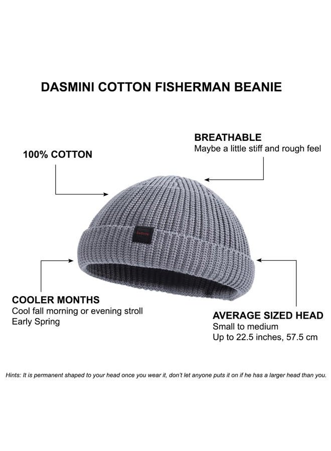 DASMINI Fisherman Beanie Hats for Men Women,Knit Trawler Rollup Edge Skull Cap,Watch Cap,Docker Beanie Spring Fall Short Mini Hats (Grey, Size M) - Image 5