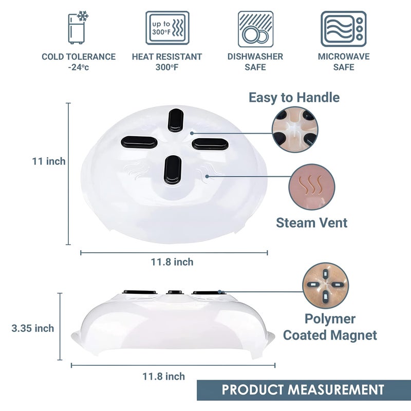 Magnetic Cover - Microwave splatter guard with steam vents, dishwasher safe food protector keeps oven clean, reusable lid for bowls and plates, prevents messes effectively during heating or reheating - Image 2