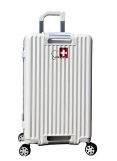 SWISSCASE SWISSCASE Carry On Luggage, Hardshell Two-Sided Handle PC, 20 Inches, Aluminium Frame, Double Spinner Wheels, White BTL-E045  - Image 1