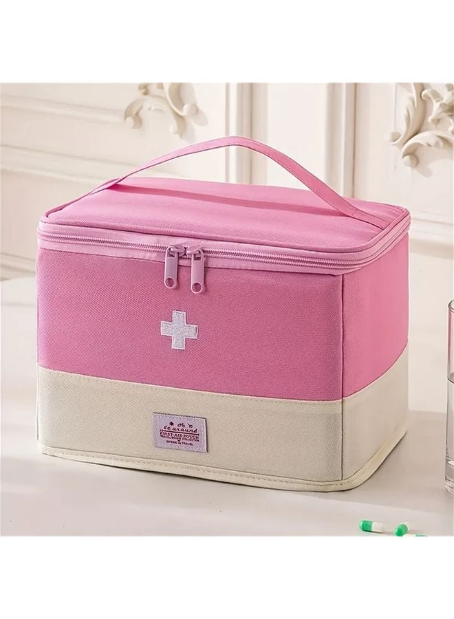 Pink MOLLE First Aid Kit Lightweight Polyester Medical Pouch for Camping Hiking Travel - Image 1