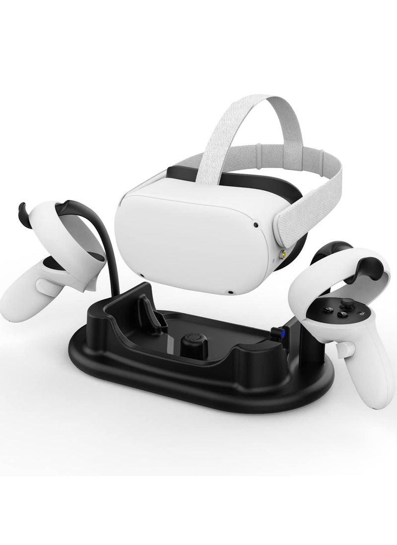 SYOSI قاعدة شحن لـ Oculus Quest 2، وحدة تحكم باللمس وحامل عرض لوضع سماعة الرأس، حامل طاولة شحن متصل تلقائيًا، شحن مغناطيسي USB-C  - Image 1