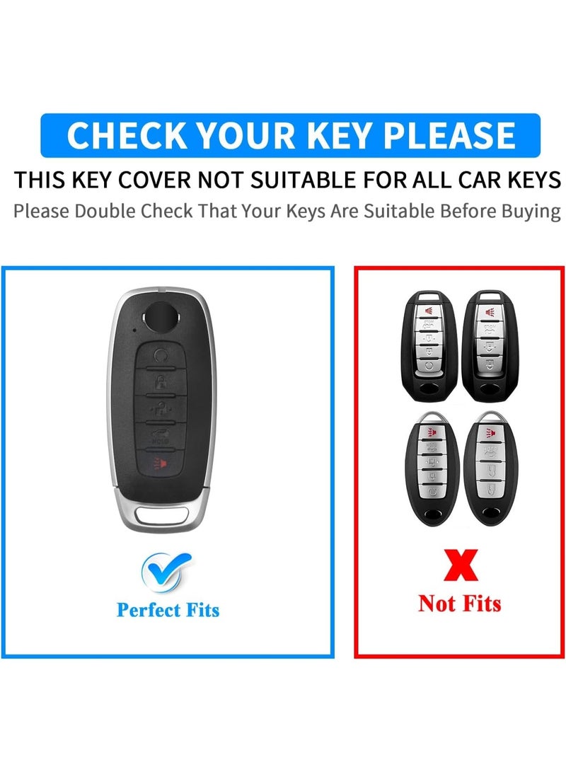 Leather Key Fob Cover Case for Nissan Pathfinder Rogue Ariya Versa Kicks Sentra Armada Murano 2025 2024 2023 (Black), 5-Button - Image 2
