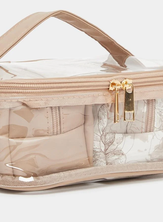 Styli Khaki Transparent Washbag