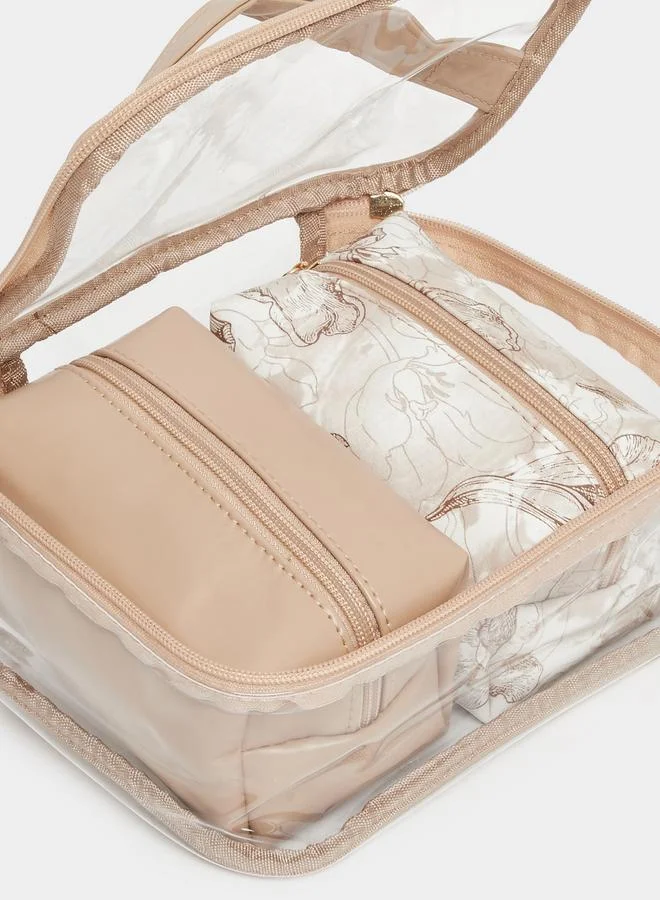 Styli  Khaki Transparent Washbag for Women | Best Price UAE